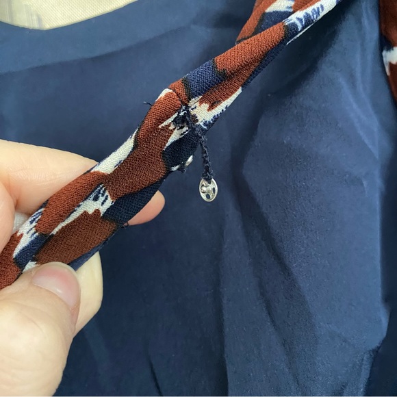 J. Crew Navy/Maroon Lined Geometric Contrast Sleeveless Pockets Dress 2 - Picture 9 of 10